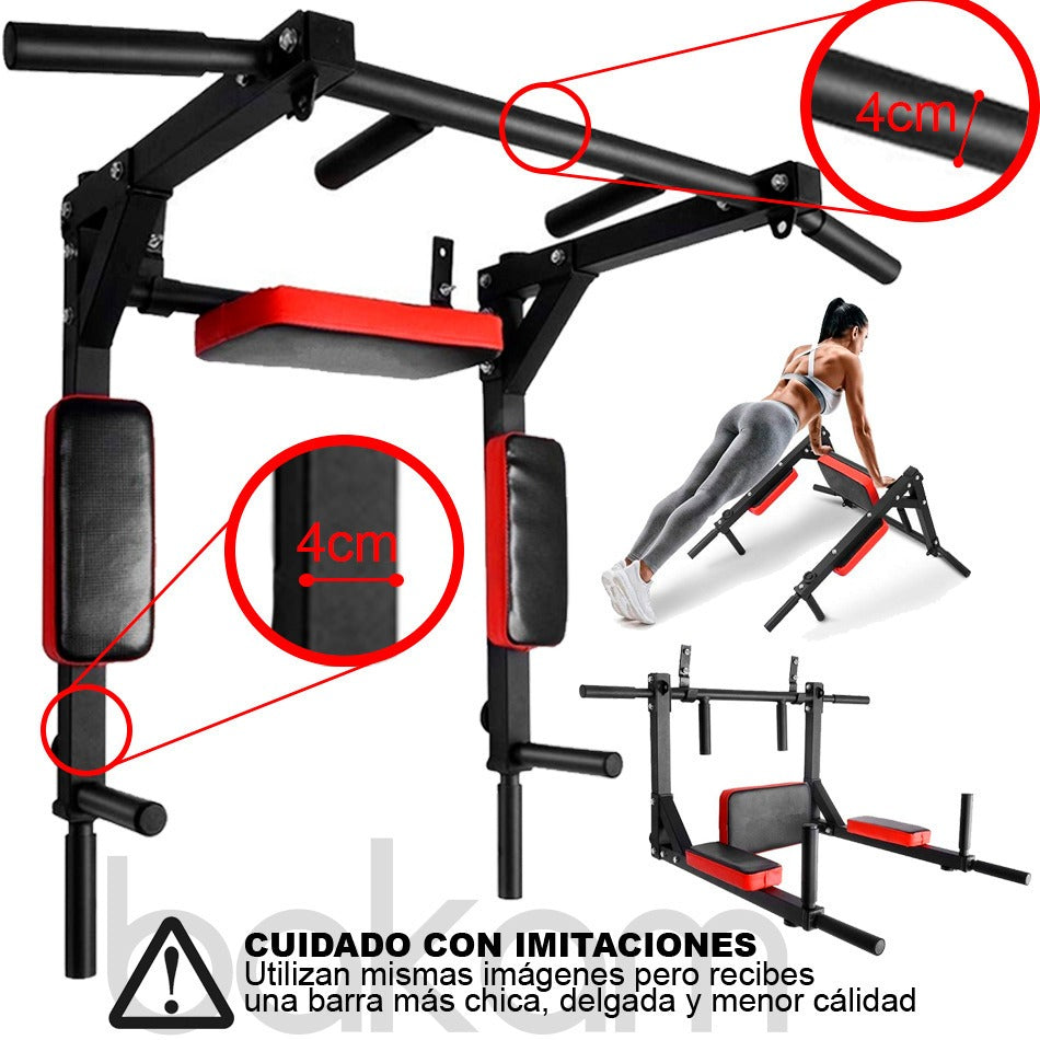 Barra Dominadas 8en1 Abdomen Fondos Uso Rudo 400kg Pared Gym KingSports by  Kingsman 55-6