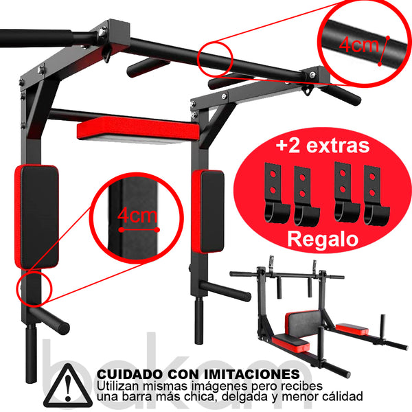 Barra Multifunción de Pared para Dominadas, Tríceps, Abdominales y